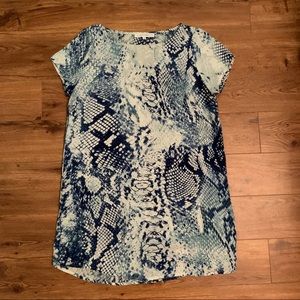 Blue snake print shift dress